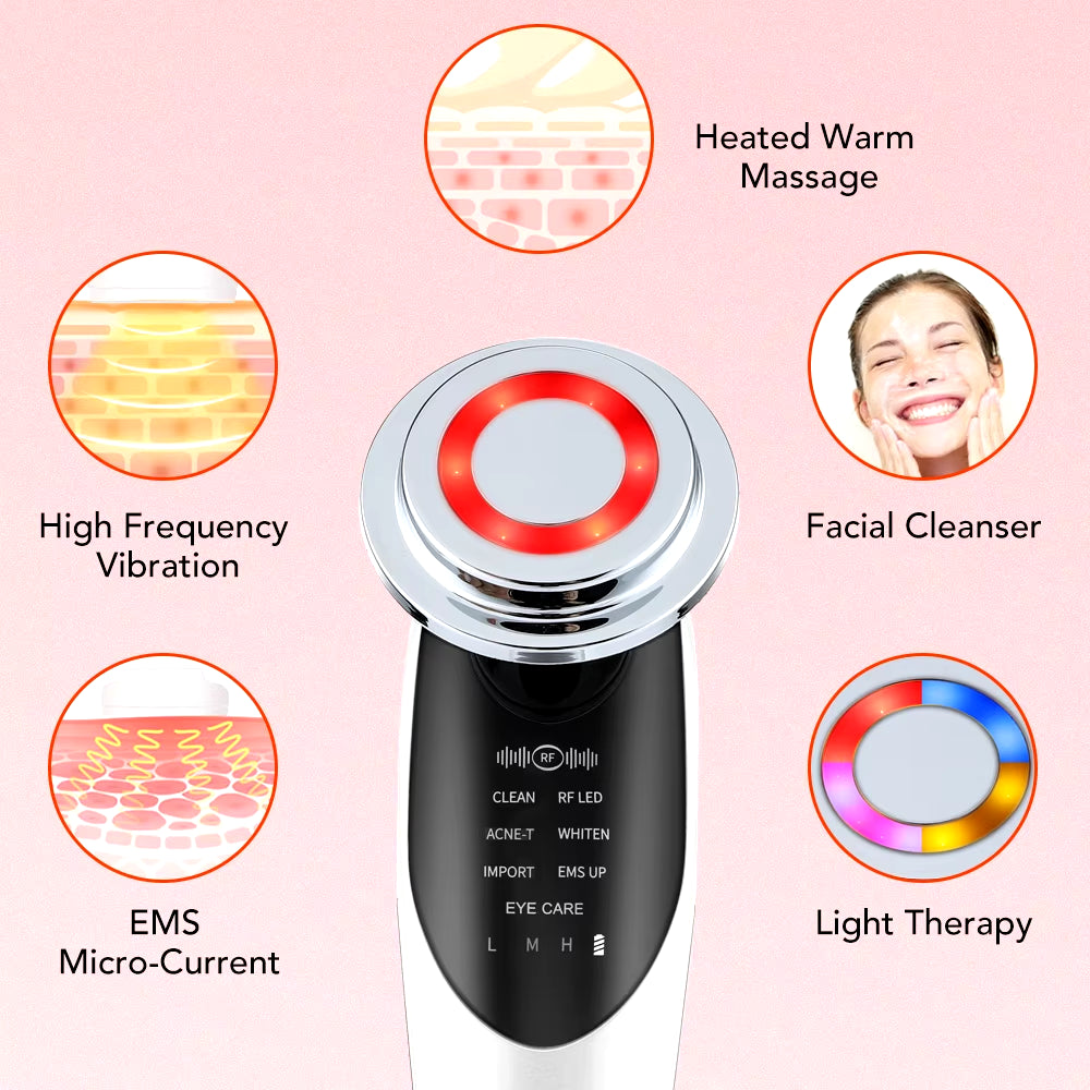 7 in 1 Face Lifting Device EMS Microcurrent Skin Rejuvenation LED Facial Neck Firming Massager Face Beauty Care Apparatus